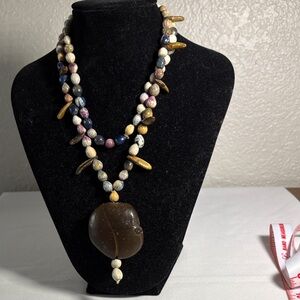 Vintage Bohemian Style Necklace Made of Seeds, Nuts and Beads. A conversation 😊